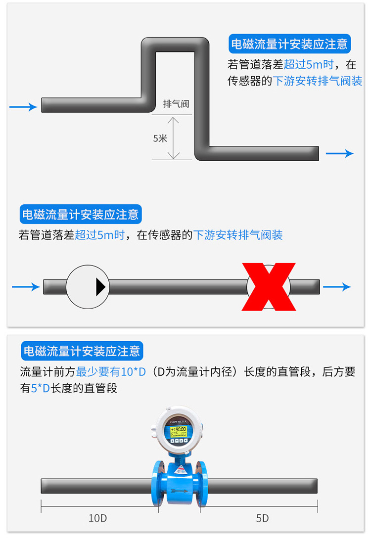 耐高溫電磁流量計(jì)安裝注意事項(xiàng)