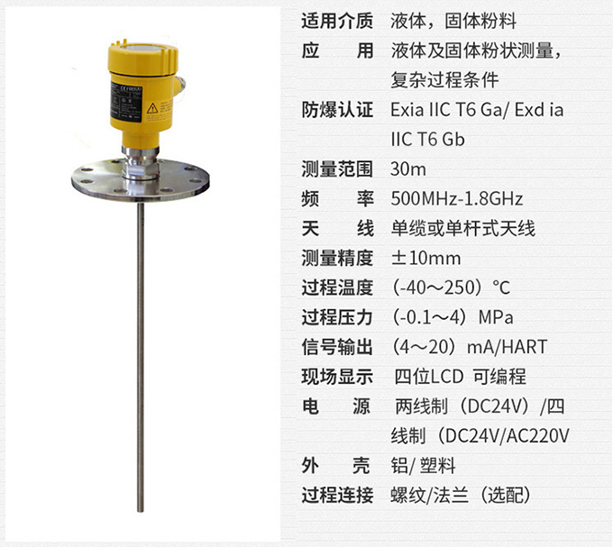 反應(yīng)釜用雷達液位計RD710技術(shù)參數(shù)表圖